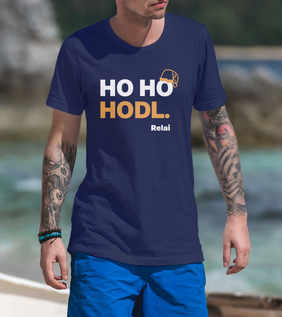 Ho Ho Hodl Relai Christmas Santa Hat Bitcoin T-Shirt