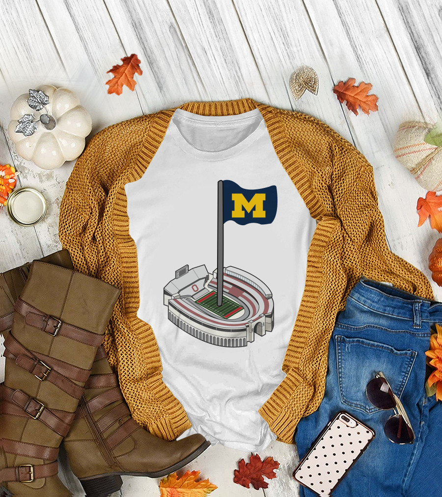 Britt Brianzivino Michigan Ohio Stadium Rivalry Flag T-Shirt