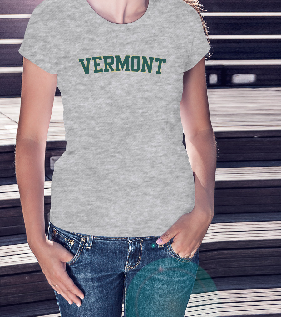 Vermont Green College Style Block Letters T-Shirt