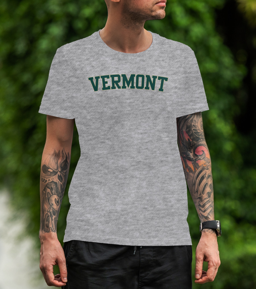 Vermont Green College Style Block Letters T-Shirt