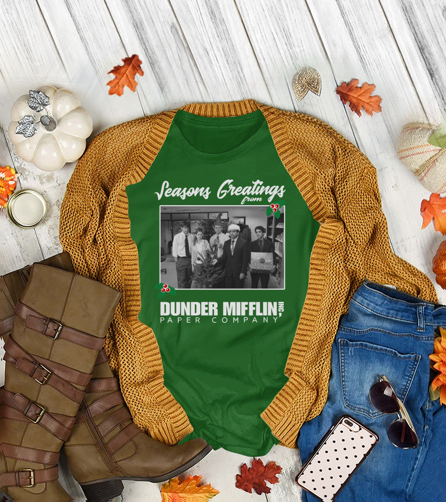 Seasons Greetings From Dunder Mifflin Paper Company Holiday Photo T-Shirt