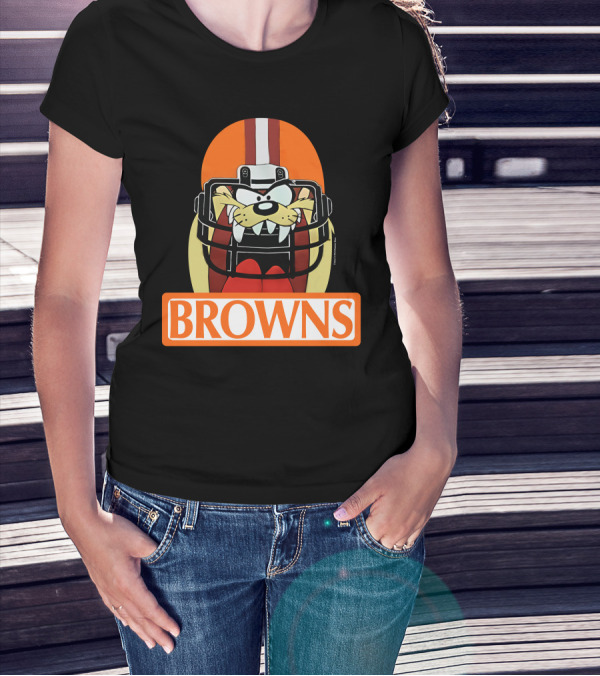 Cleveland Browns Tazmanian Devil Browns Football Helmet T-Shirt