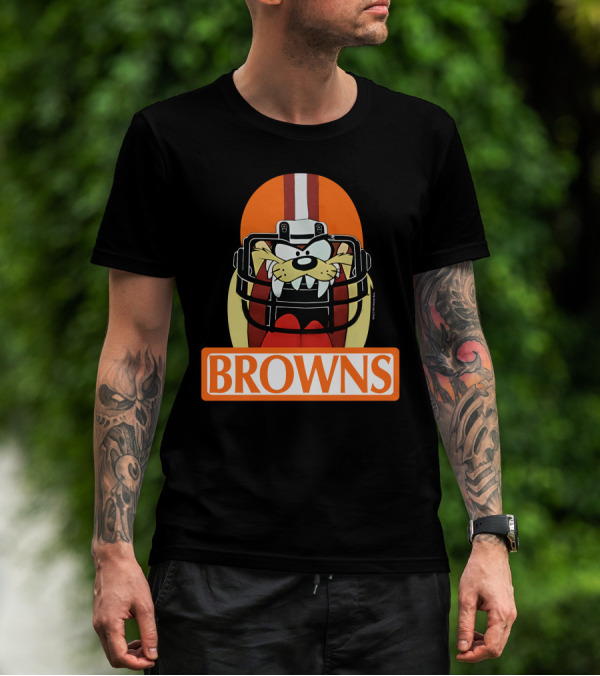 Cleveland Browns Tazmanian Devil Browns Football Helmet T-Shirt