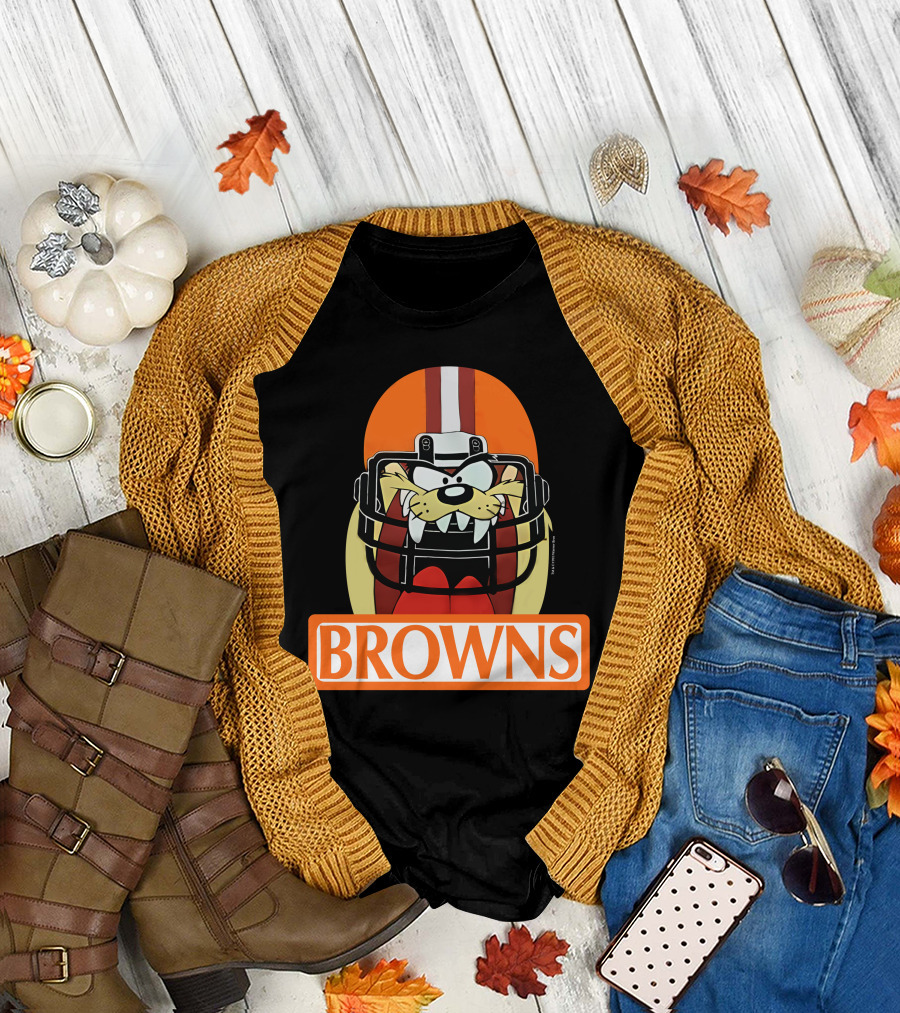 Cleveland Browns Tazmanian Devil Browns Football Helmet T-Shirt