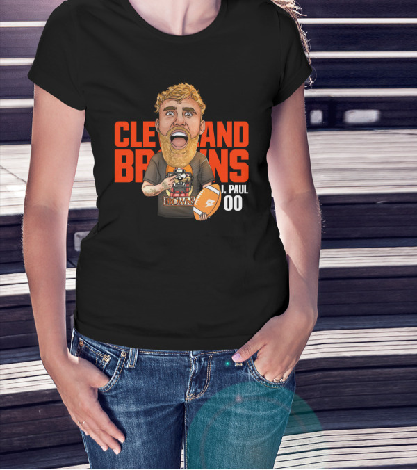 Cleveland Browns J. Paul 00 Football Illustration - Agha Noor T-Shirt