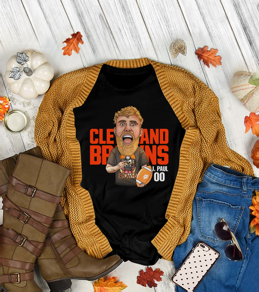 Cleveland Browns J. Paul 00 Football Illustration - Agha Noor T-Shirt