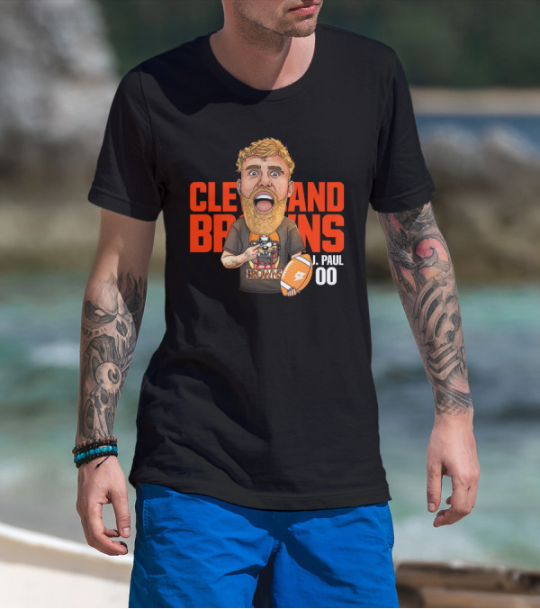 Cleveland Browns J. Paul 00 Football Illustration - Agha Noor T-Shirt