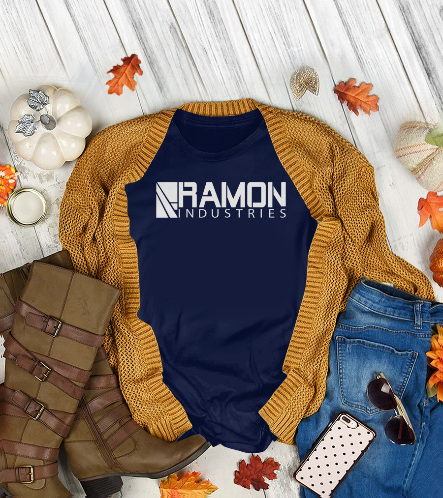 RAMON INDUSTRIES Logo Navy Blue Background T-Shirt