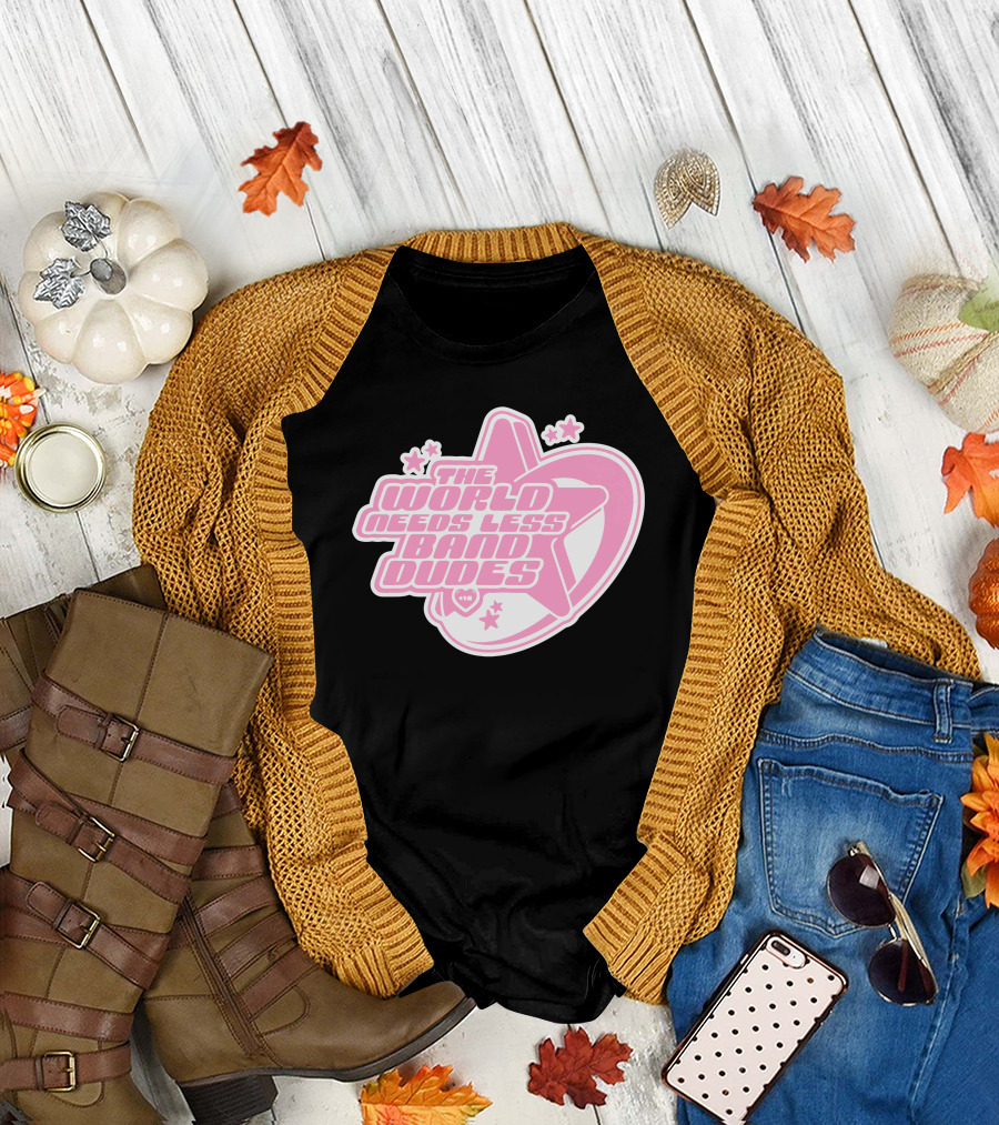 The World Needs Less Band Dudes Star Heart Pink Graphics T-Shirt