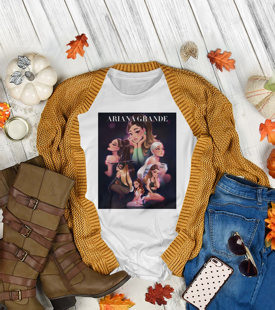 Ariana Grande Cartoon Characters Collage T-Shirt