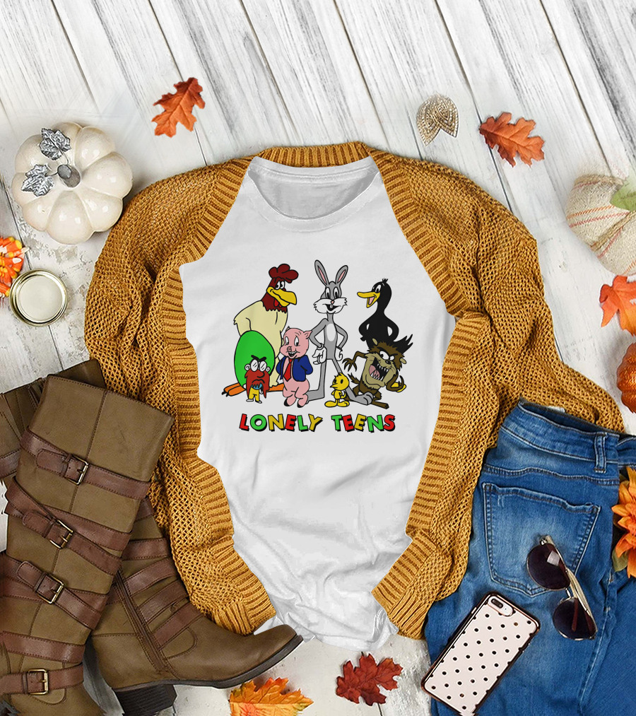 Lonely Teens Cartoon Group with Bugs Bunny and Friends T-Shirt