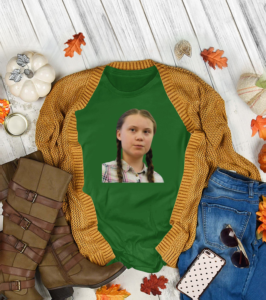 Greta’s Face Green Background T-Shirt
