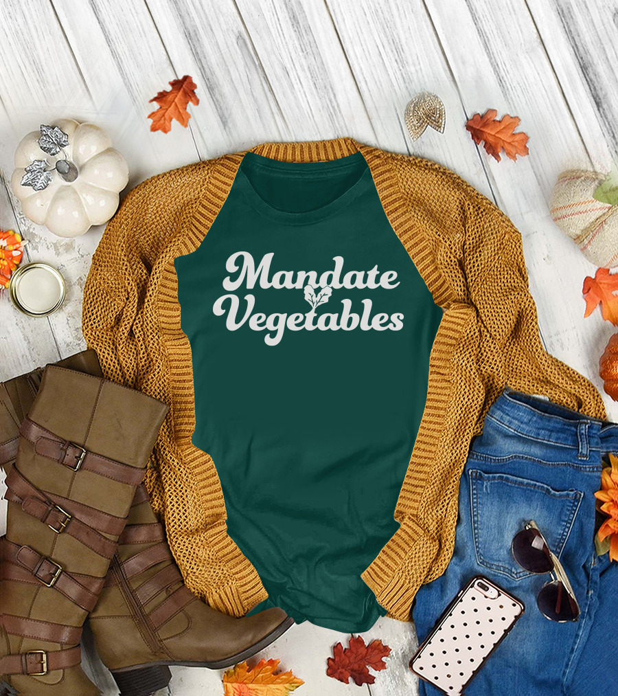 Mandate Vegetables Leafy Green Text T-Shirt