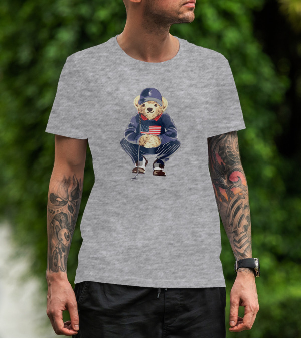 Justin Thomas Polo Golf Bear USA Flag T-Shirt