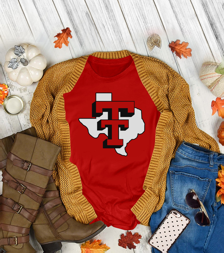 Texas Tech Red Raiders Double T Texas Outline T-Shirt