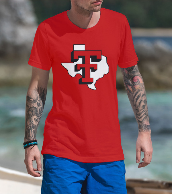 Texas Tech Red Raiders Double T Texas Outline T-Shirt