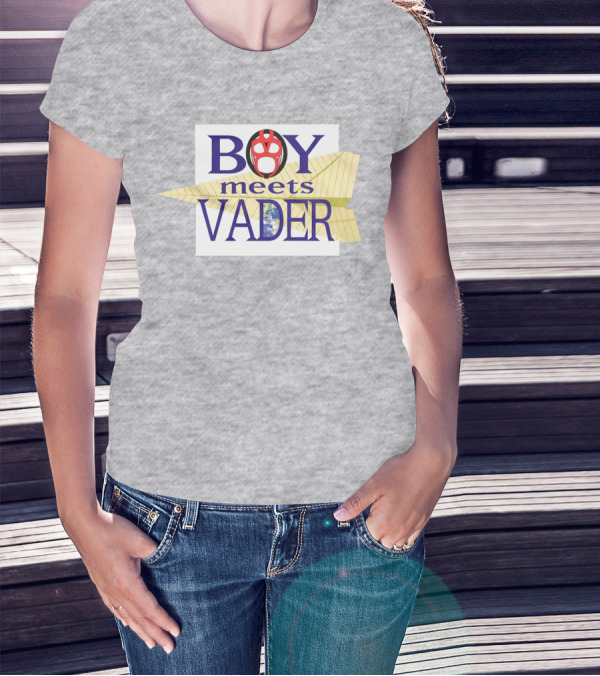 BOY Meets VADER Star Wars Parody Earth Paper Plane T-Shirt
