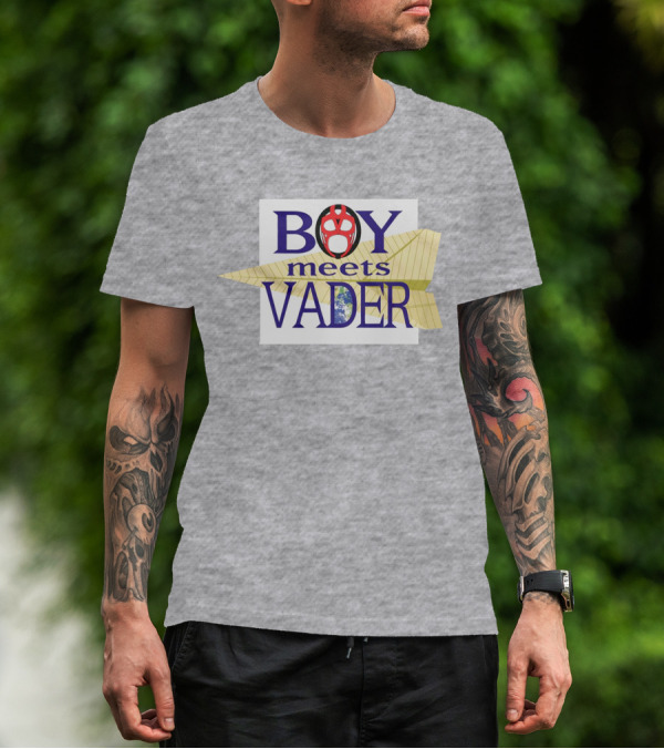BOY Meets VADER Star Wars Parody Earth Paper Plane T-Shirt
