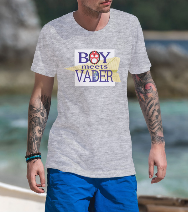 BOY Meets VADER Star Wars Parody Earth Paper Plane T-Shirt