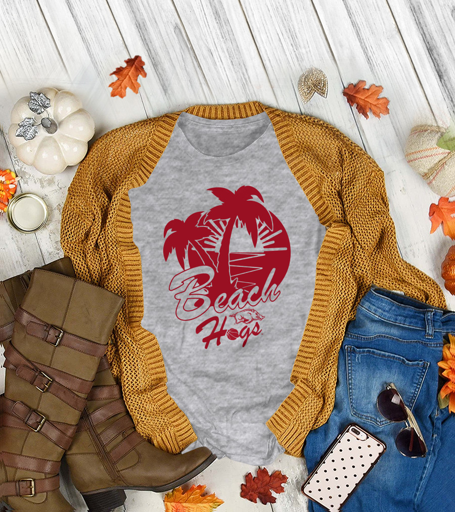 Tampa Bound Beach Hogs Pig Logo Palms and Sunset T-Shirt
