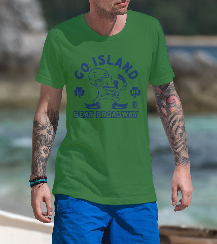 Go Island Beat Broadway NY LI Helmets Yes Men Outfitters T-Shirt