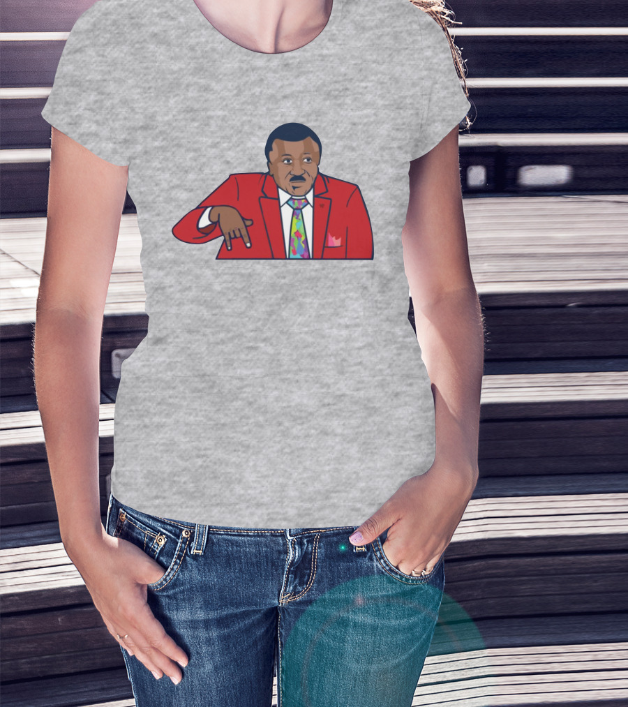 Basketball Analyst Fashion Red Suit Icon Horns Down Gesture T-Shirt