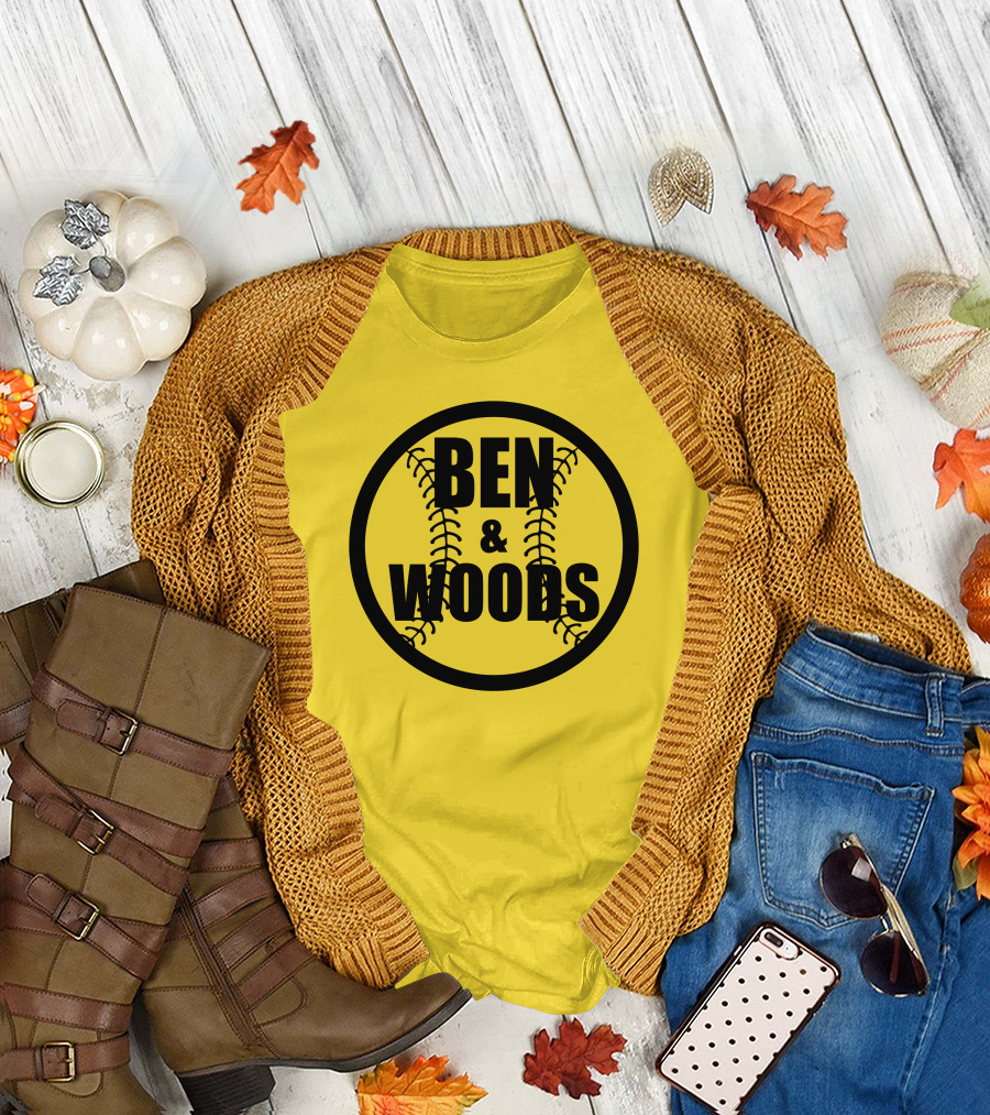 Ben and Woods Baseball Stitching Circle T-Shirt