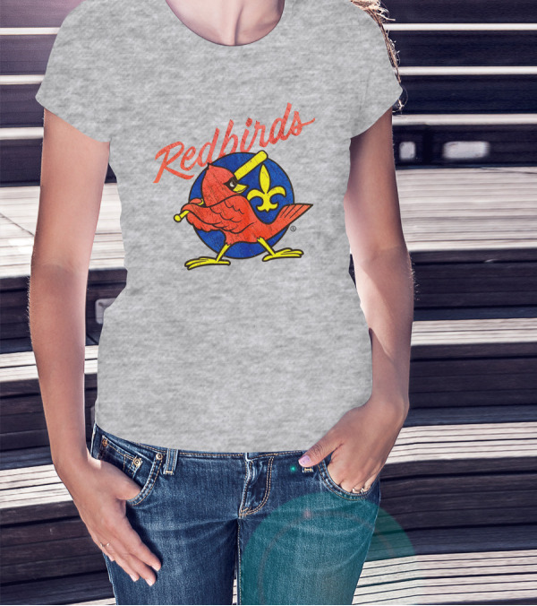 Redbirds Vintage Throwback Blue Circle Fleur-de-Lis T-Shirt