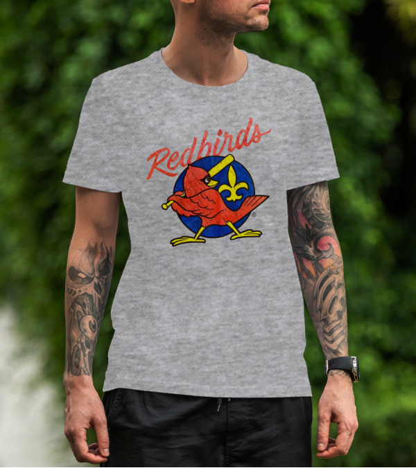 Redbirds Vintage Throwback Blue Circle Fleur-de-Lis T-Shirt