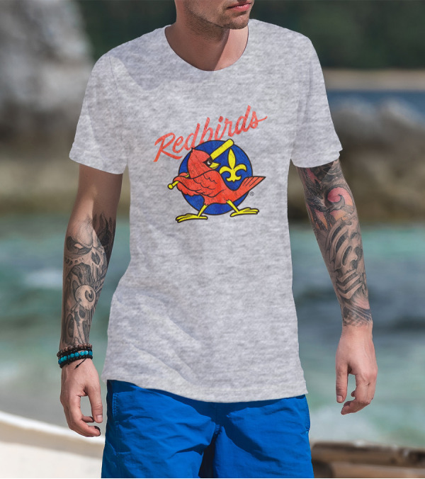 Redbirds Vintage Throwback Blue Circle Fleur-de-Lis T-Shirt