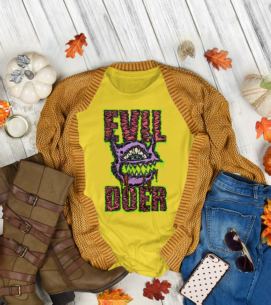 Evil Doer Monster Eye with Sharp Teeth and Horns T-Shirt