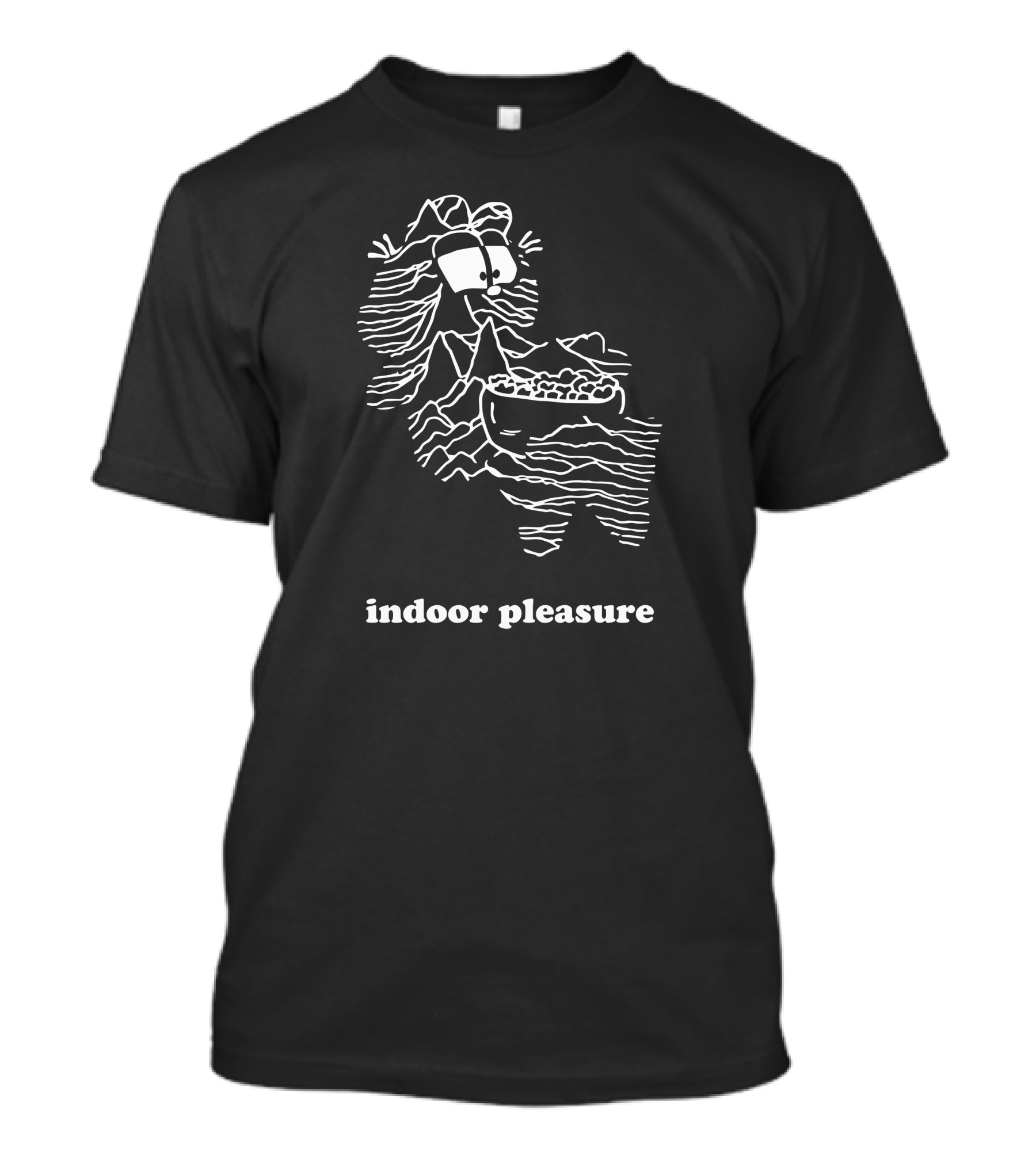 Indoor Pleasure Line Art Cartoon With Snack Bowl T-Shirt