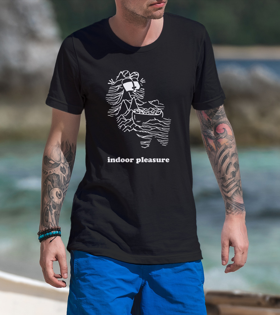 Indoor Pleasure Line Art Cartoon With Snack Bowl T-Shirt