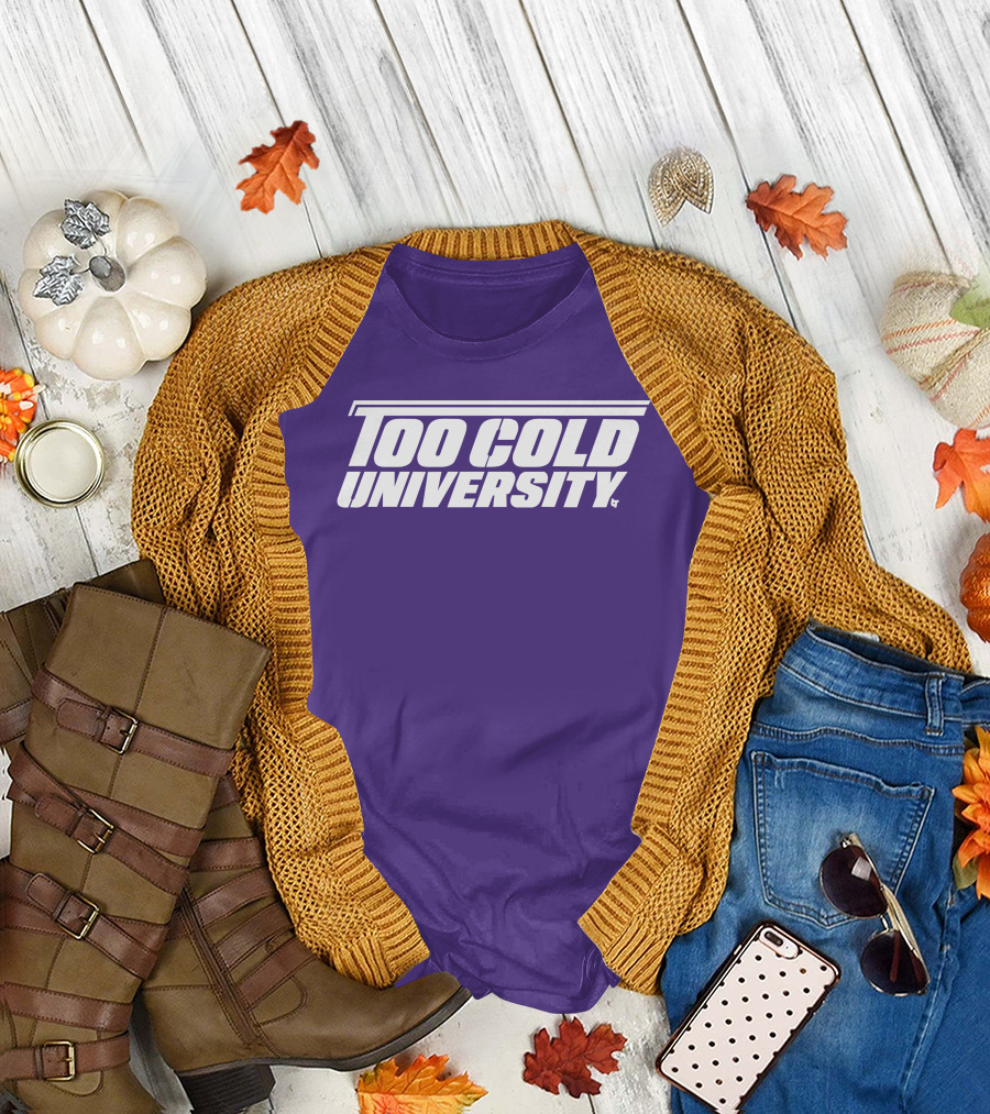 Too Cold University Vintage Style Retro Sports College T-Shirt