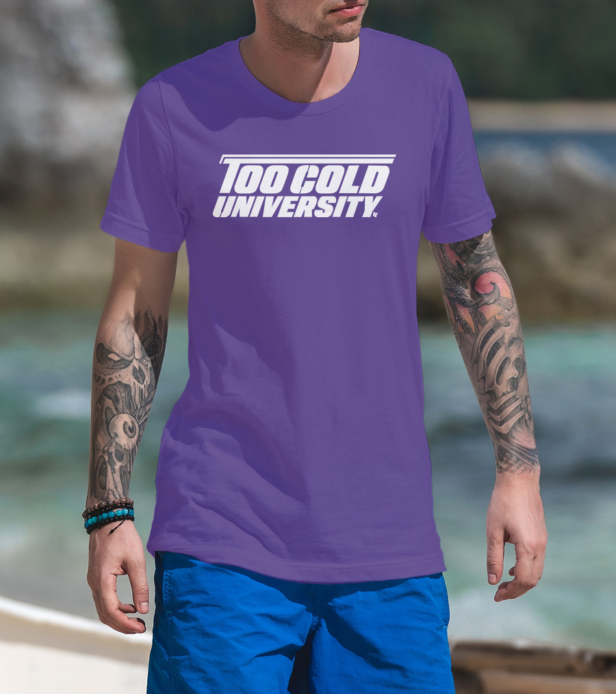 Too Cold University Vintage Style Retro Sports College T-Shirt