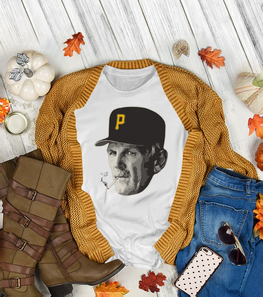 Jimmy Leyland Smoking Pittsburgh Baseball Hat with Cigarette T-Shirt