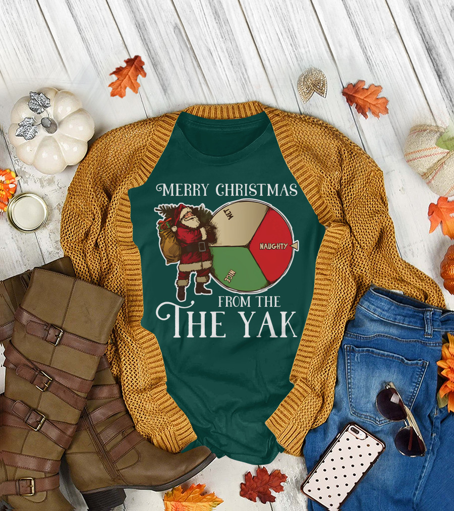 Merry Christmas from The Yak Santa's Naughty Nice Wheel T-Shirt
