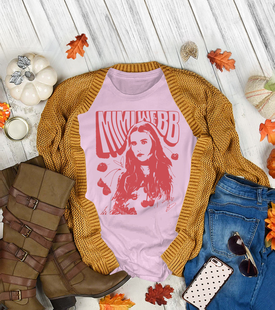 Mimi Webb Cherry Photo with Hand-Drawn Heart and Cherries T-Shirt