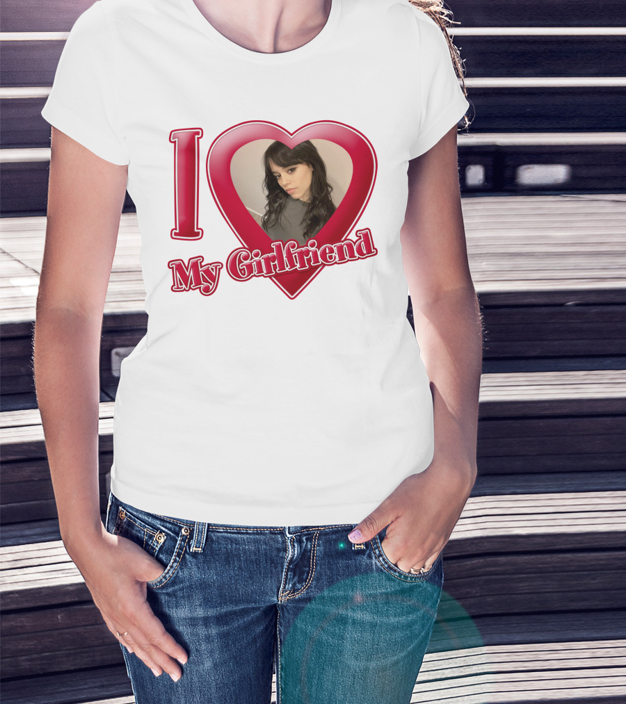 I Love My Girlfriend Jenna Ortega Heart Photo T-Shirt