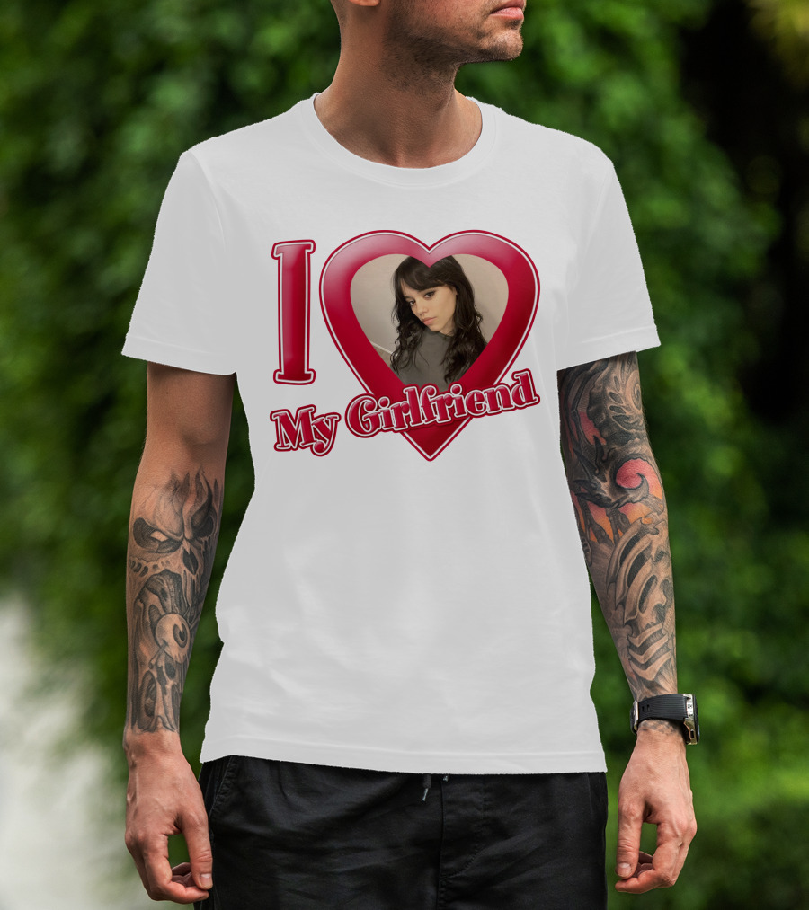 I Love My Girlfriend Jenna Ortega Heart Photo T-Shirt