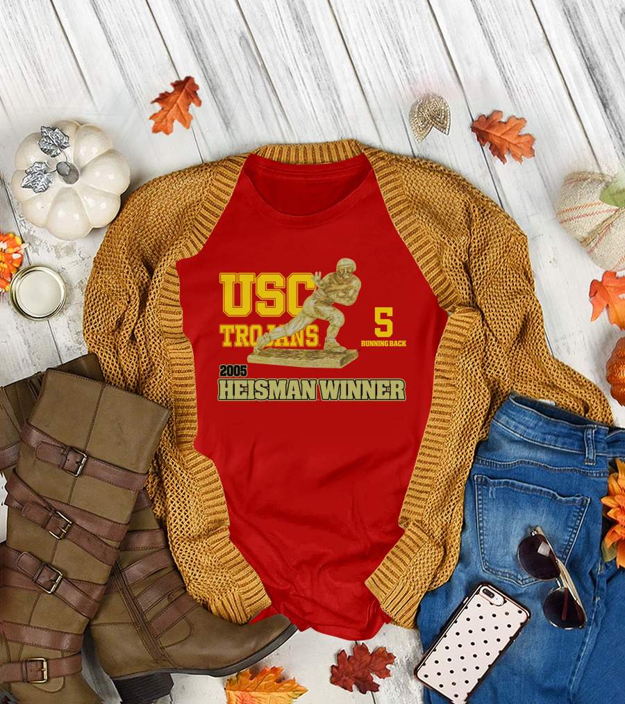 USC Trojans 5 Running Back 2005 Heisman Winner Football Achievement T-Shirt