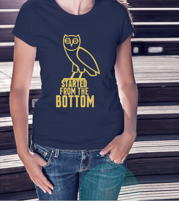 Mr Hodl Bitcoin Started From The Bottom Owl Bitcoin Eyes T-Shirt