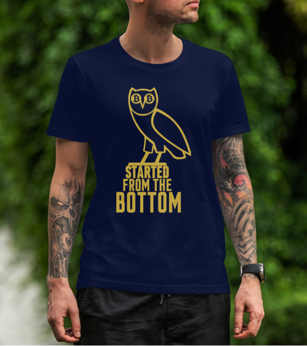 Mr Hodl Bitcoin Started From The Bottom Owl Bitcoin Eyes T-Shirt
