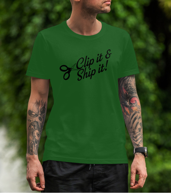 Clip It And Ship It Scissors Icon Text T-Shirt