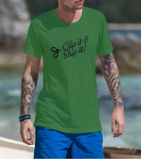 Clip It And Ship It Scissors Icon Text T-Shirt