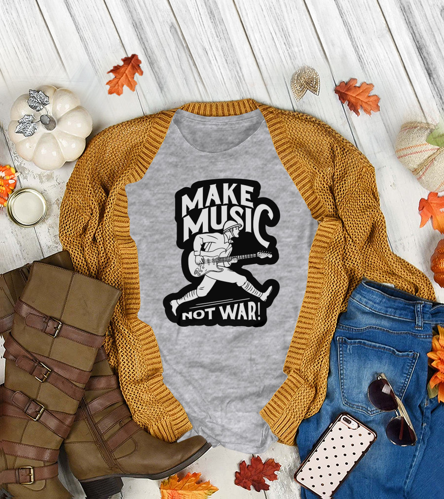 Make Music Not War Mattpinfield Vintage Soldier Guitar T-Shirt