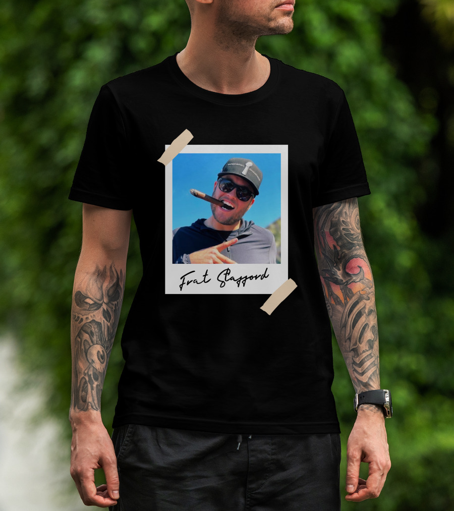 Frat Stafford Cigar Photo Wearing Hat T-Shirt