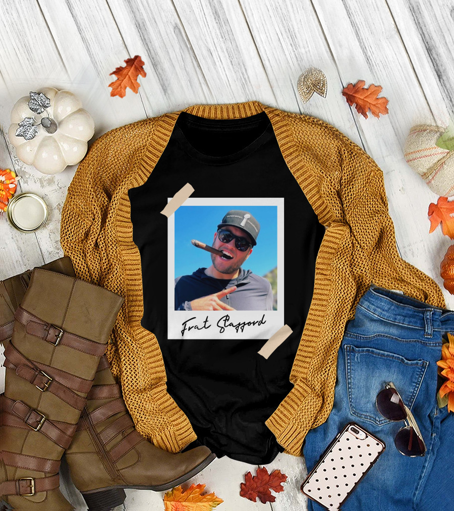 Frat Stafford Cigar Photo Wearing Hat T-Shirt