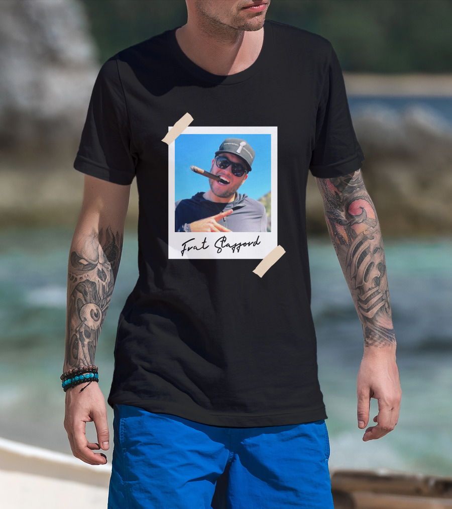 Frat Stafford Cigar Photo Wearing Hat T-Shirt