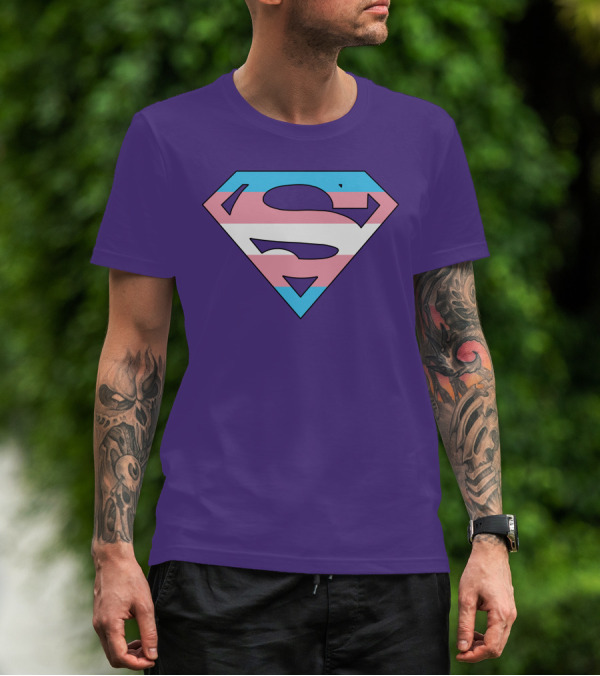 Superman Logo Trans Flag Trans Rights Are Human Rights T-Shirt